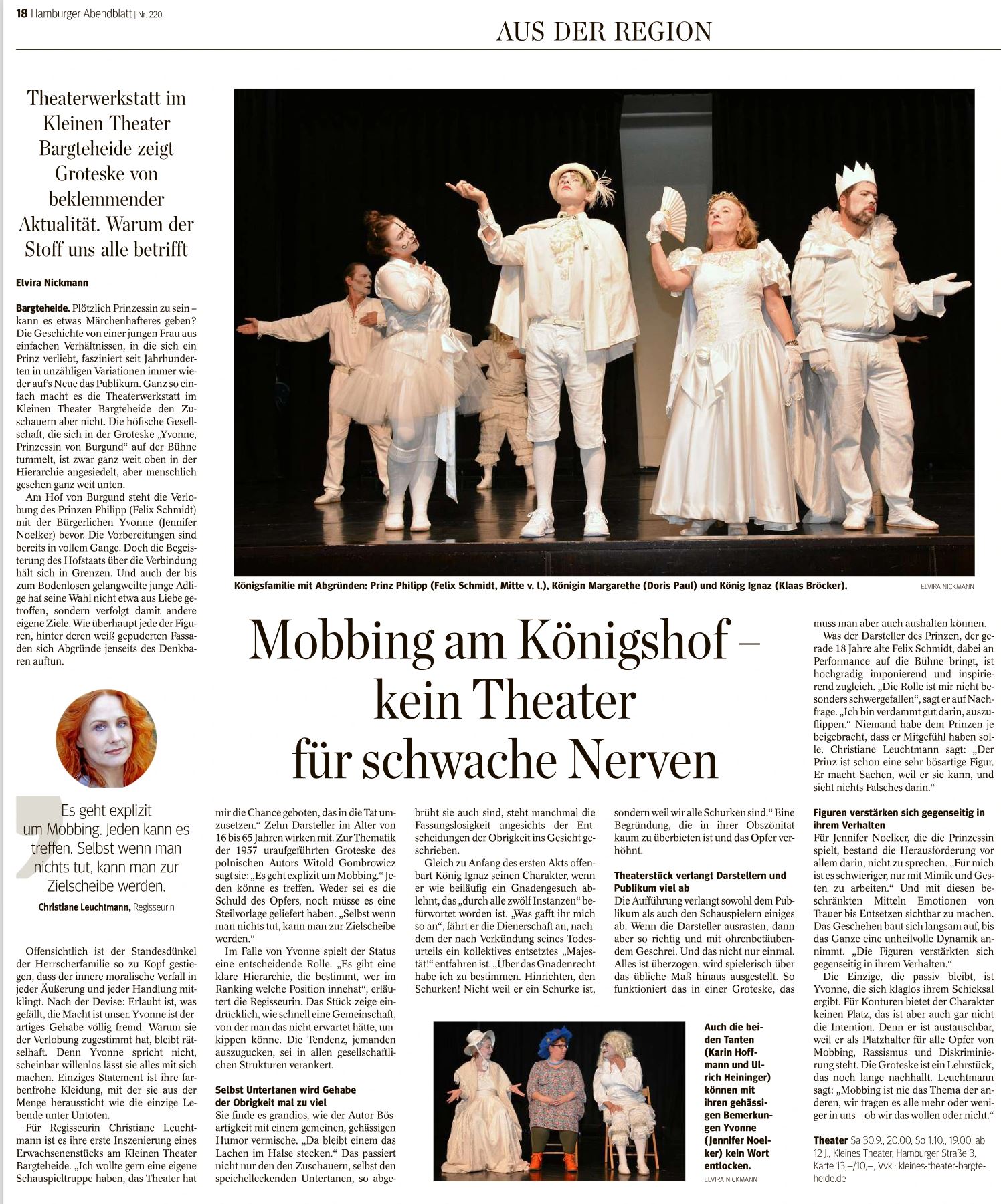 © Elvira Nickmann, Hamburger Abendblatt, Nr. 220